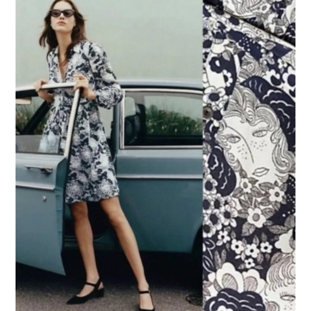 Anthropologie 34 of‎ 52 Conversations Limited Faces Shirt Dress Size 4